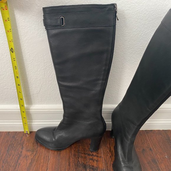 Ameda Chic 100% Cowhide Leather Knee Boots  (Black 35) - Picture 2 of 5